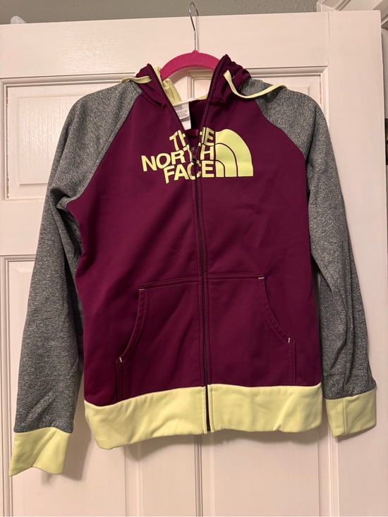 The North Face Other - The North Face Girls' Maroon, Gray & Pale Yellow Full-Zip Hoodie
